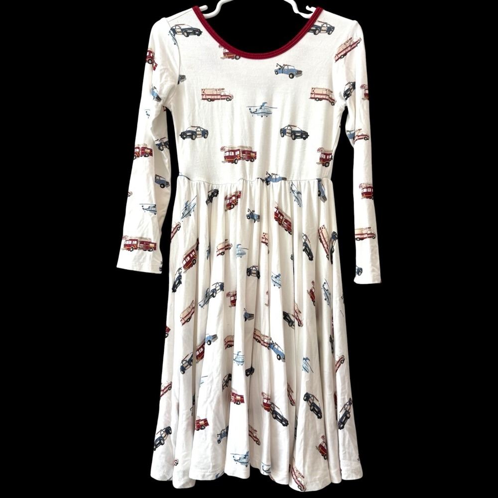 Kyte Baby First Responders Bamboo Long Sleeve Twirl Dress 5T White Red